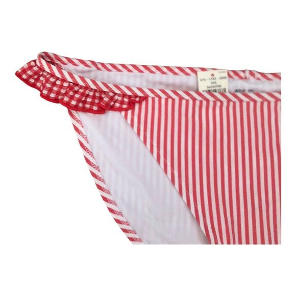 Aerie NWT Red White Striped Seersucker Ruffle Bikini Bottoms Small Boho Chic - Picture 6 of 13